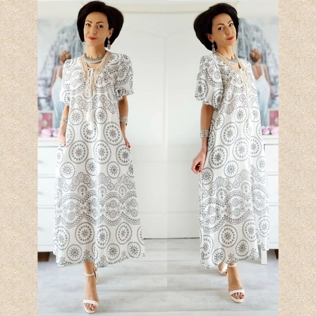 Rochie din bumbac cu imprimeu