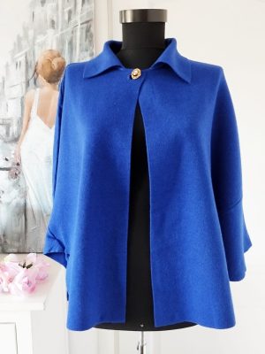 Cardigan tip capa marime unica - albastru