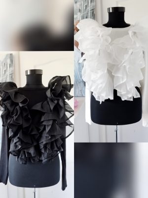 Pulover cu volane ample, model spectaculos, 95% bumbac, mărime unica