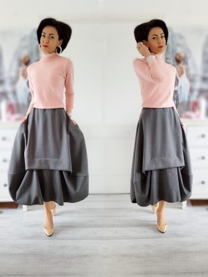 Pulover din tricot moale cu insertie din voal