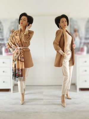 Sal maxi cu doua fete, material tip casmir