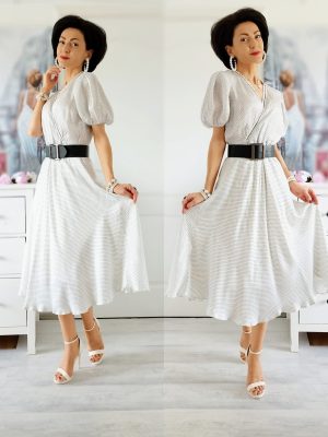 Rochie diafana din satin, polka dots