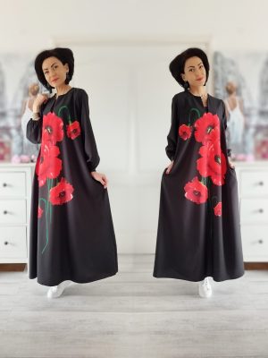 Rochie maxi cu imprimeu fata-spate