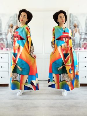 Rochie maxi cu imprimeu fata-spate