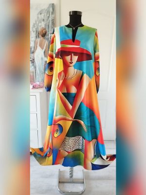 Rochie maxi cu imprimeu fata-spate