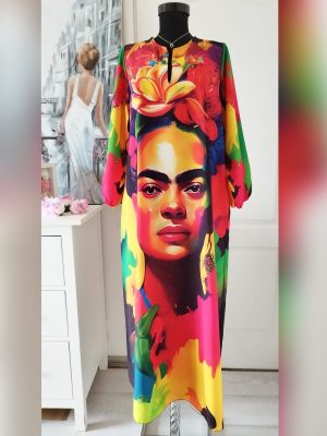 Rochie maxi cu imprimeu fata-spate