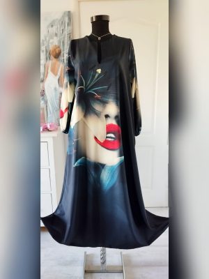 Rochie maxi cu imprimeu fata-spate