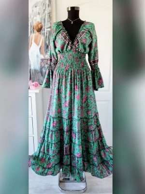 Rochie maxi din matase artificiala si vascoza (70%/30%)