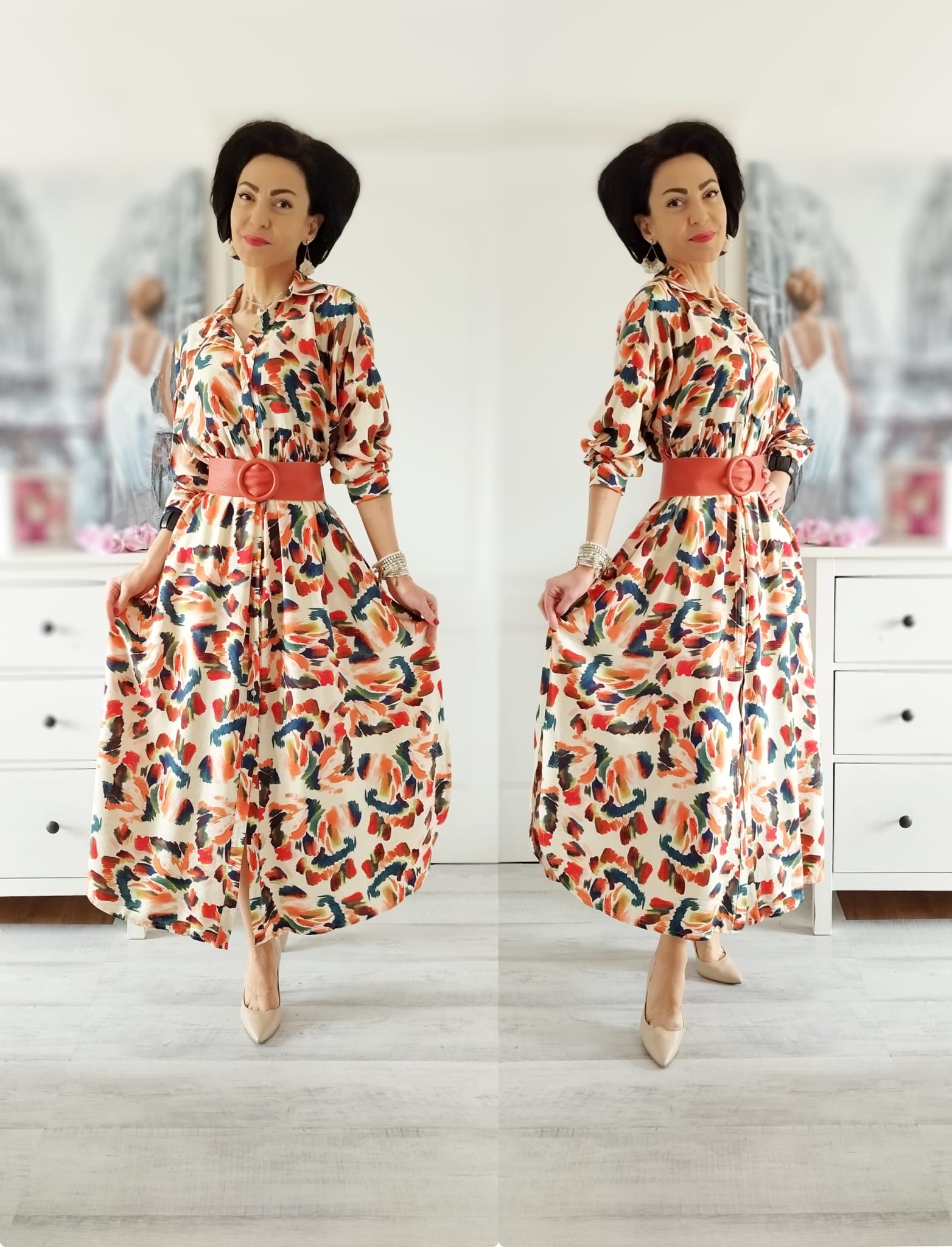 Rochie tip cămașă - 1 Rochie tip cămașă 80% bumbac