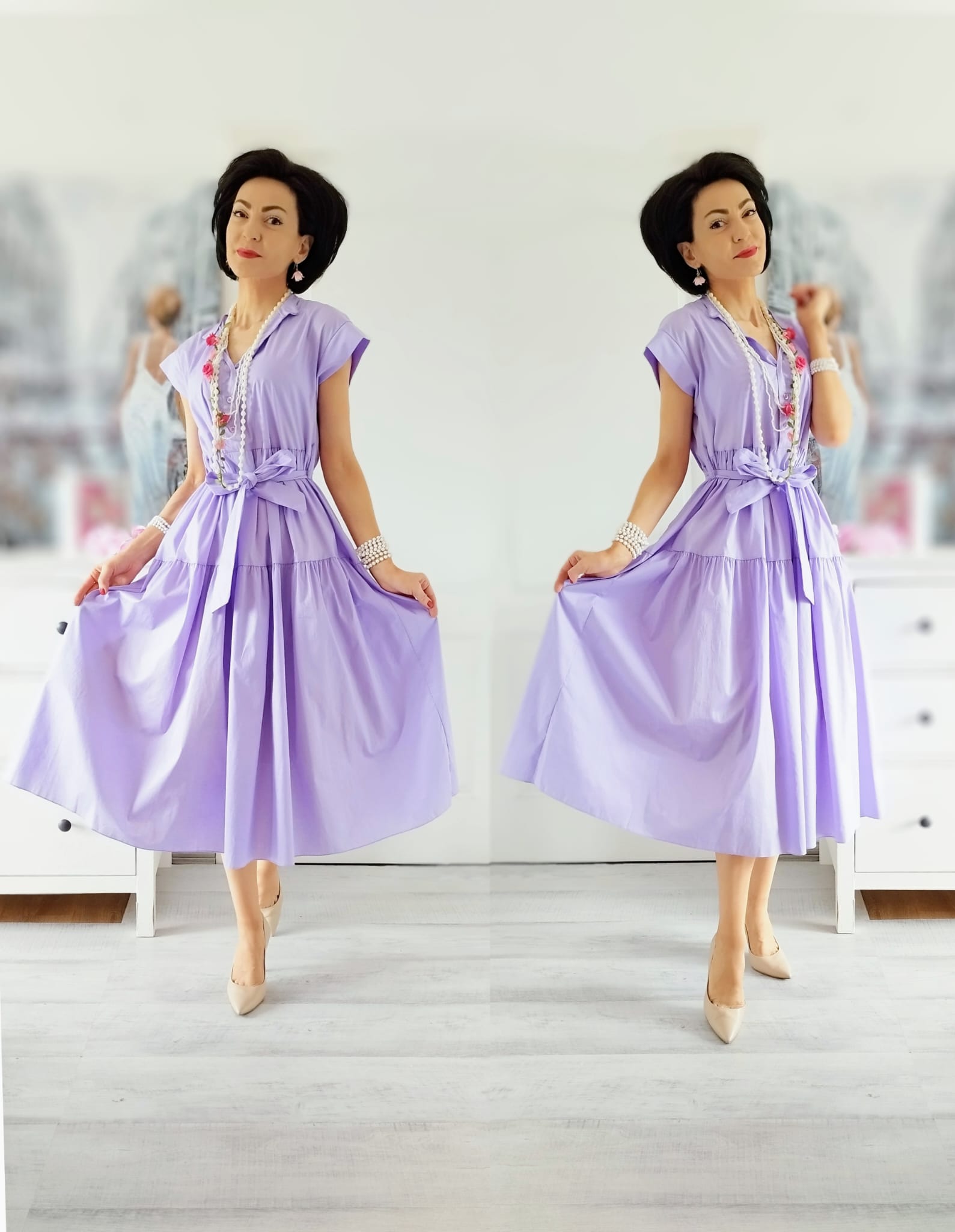 Rochie din bumbac Violet Petal - 1 Rochie din bumbac Violet Petal