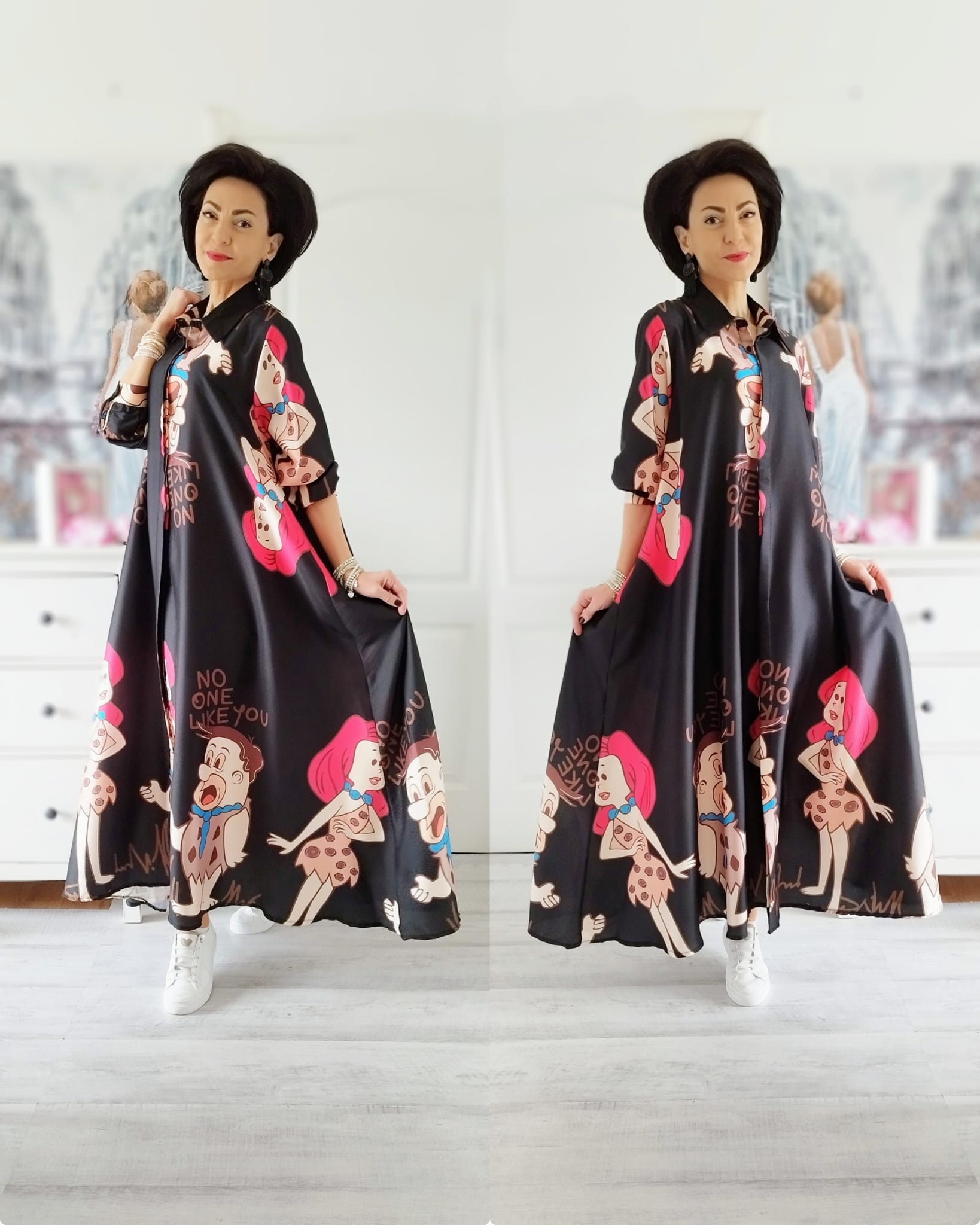 Rochie maxi cu imprimeu Flintstones - 1 Rochie maxi cu imprimeu Flintstones Dark