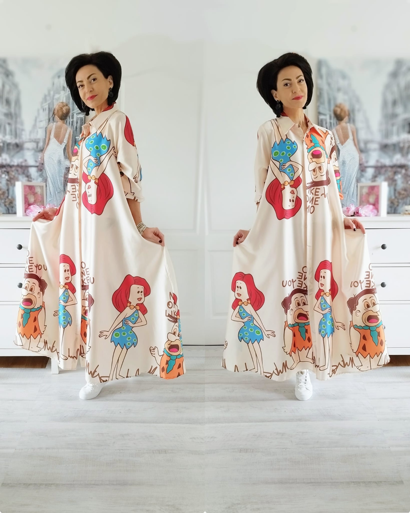 Rochie maxi cu imprimeu Flintstones - 3 Rochie maxi cu imprimeu Flintstones Light