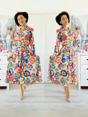 Rochie tip cămașă din bumbac cu elastan