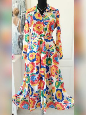 Rochie tip cămașă din bumbac cu elastan